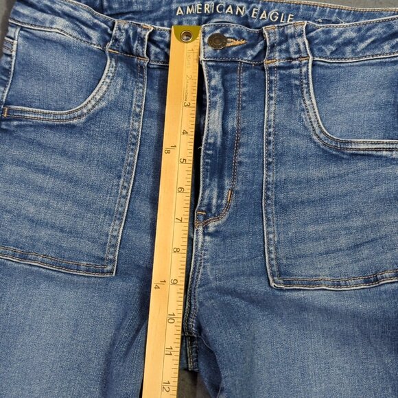 American Eagle Jeans Women's 10 Blue Super Hi-Rise Flare Denim - Picture 6 of 12